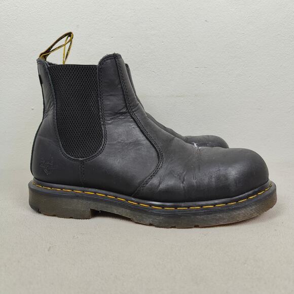 Dr Martens Fellside SD Safety Boots Mens 12 45 Black Leather Steel Toe Chelsea - Picture 1 of 12